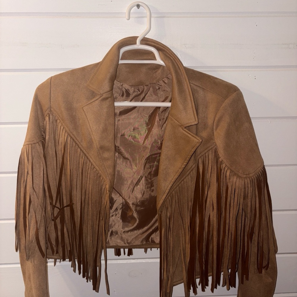 Tan Fringe Suede Jacket